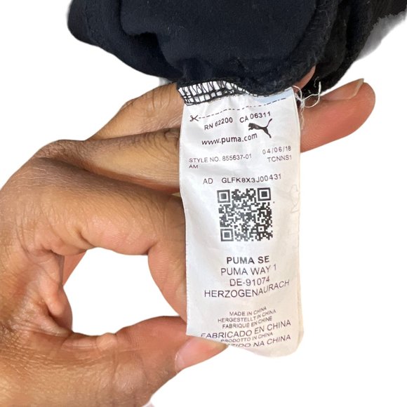 Puma Pullover Hoodie Long Sleeve Drawstring Ribbed Cuff Black Medium - Picture 8 of 12